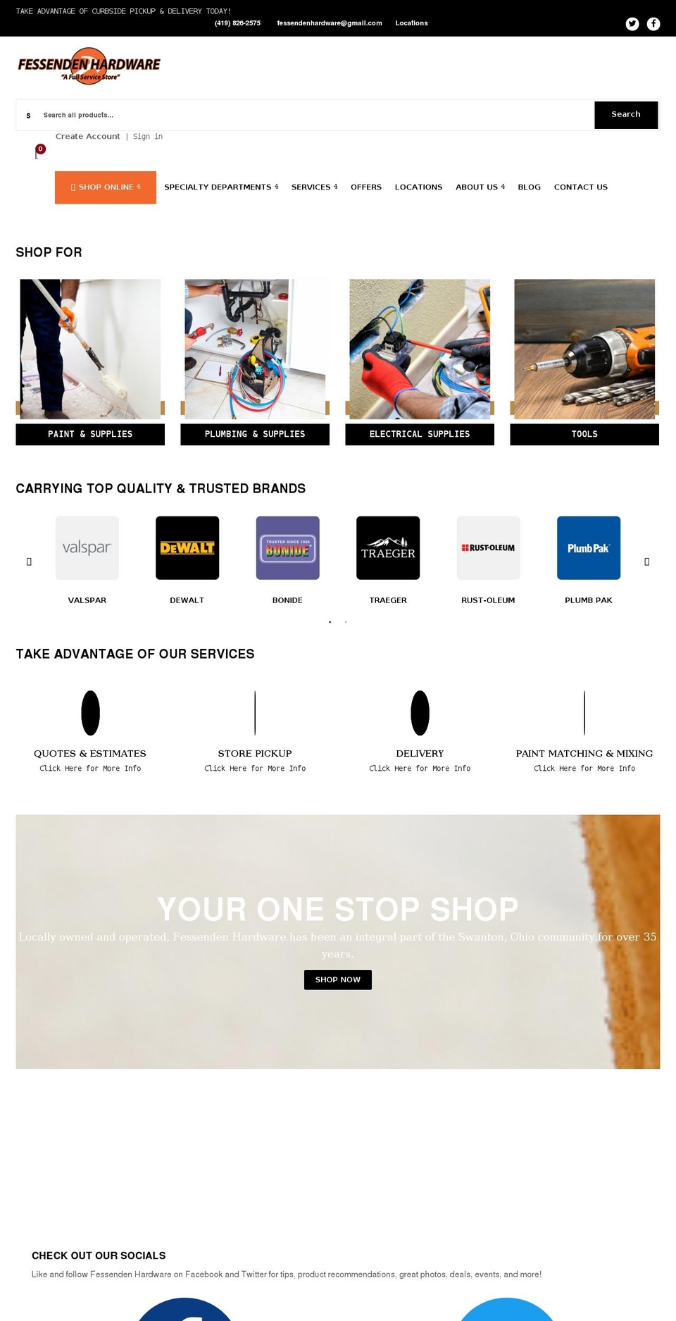 Nucleus Shopify theme site example fessendenhardware.com