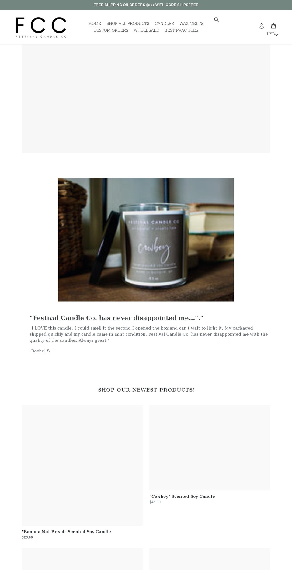 festivalcandleco.com shopify website screenshot