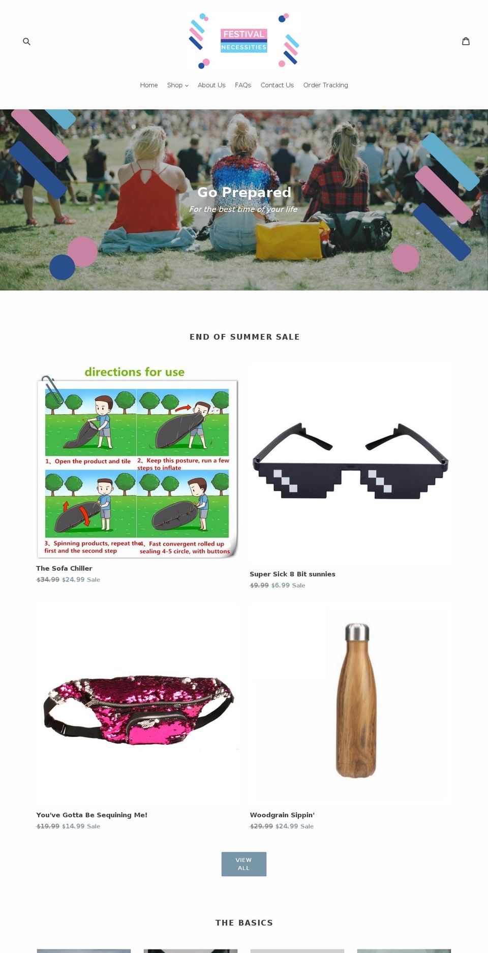 festivalnecessities.com — Shopify storefront screenshot