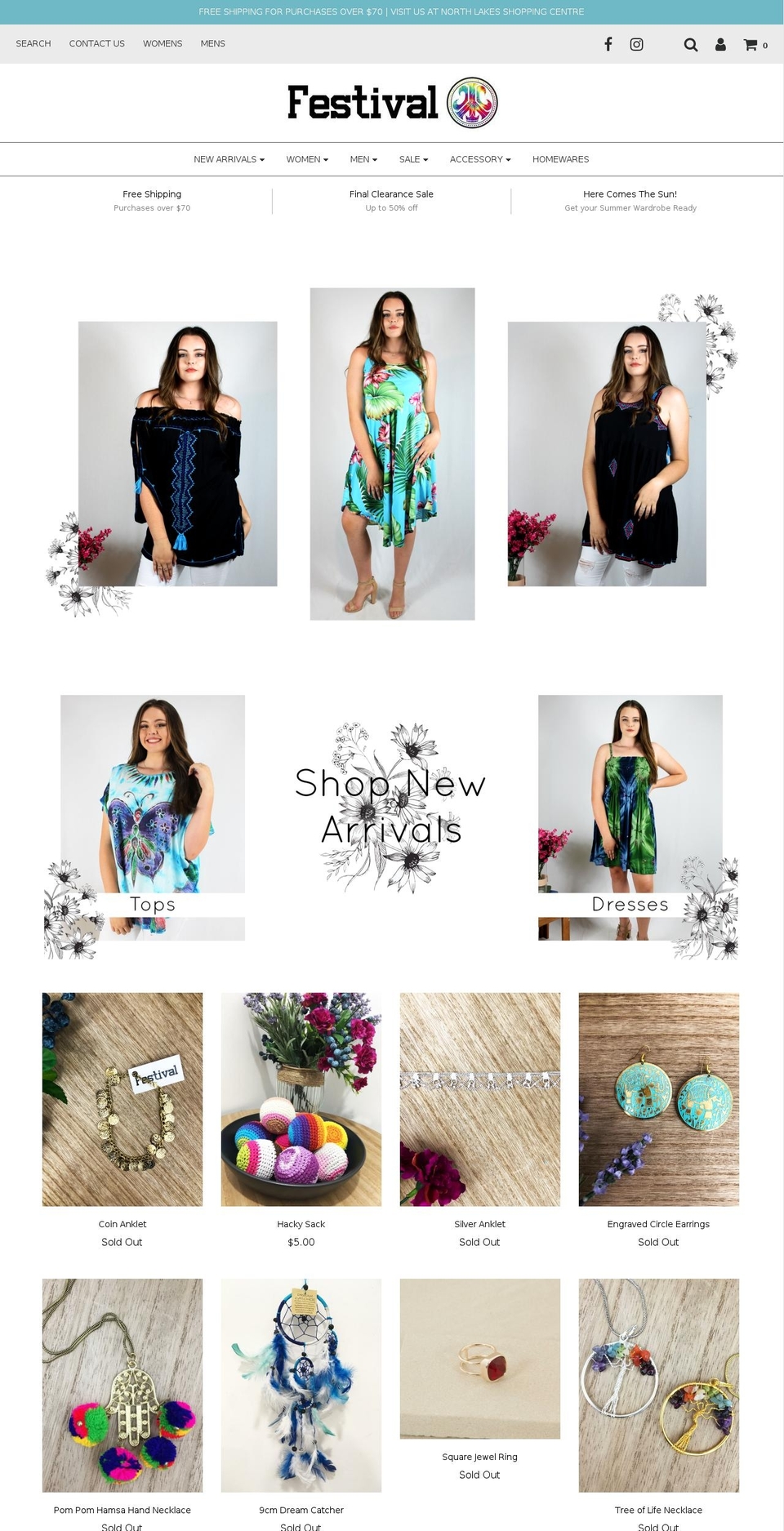 festivalshop.com.au shopify website screenshot
