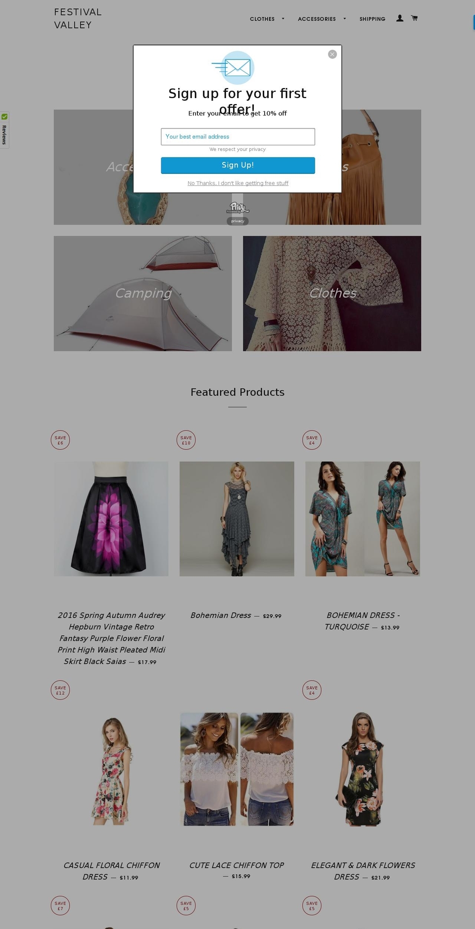 festivalvalley.com shopify website screenshot