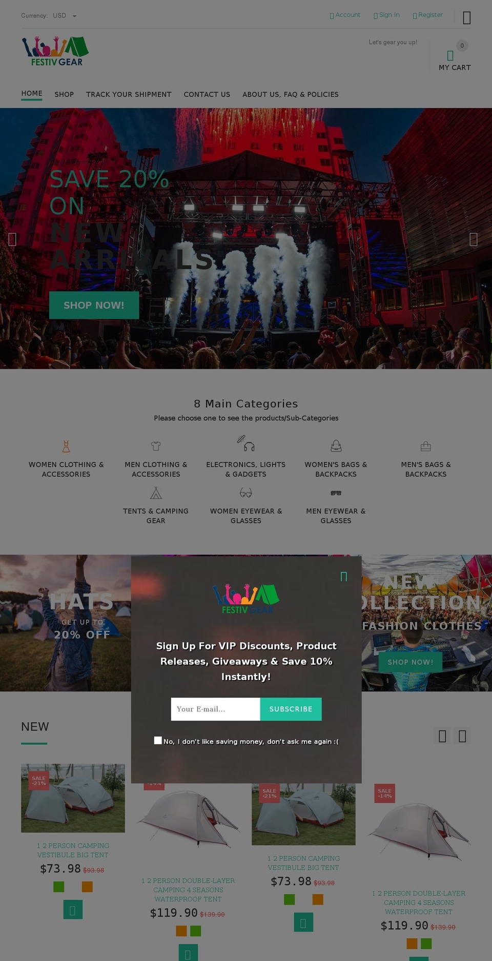 festivgear.com — Shopify storefront screenshot