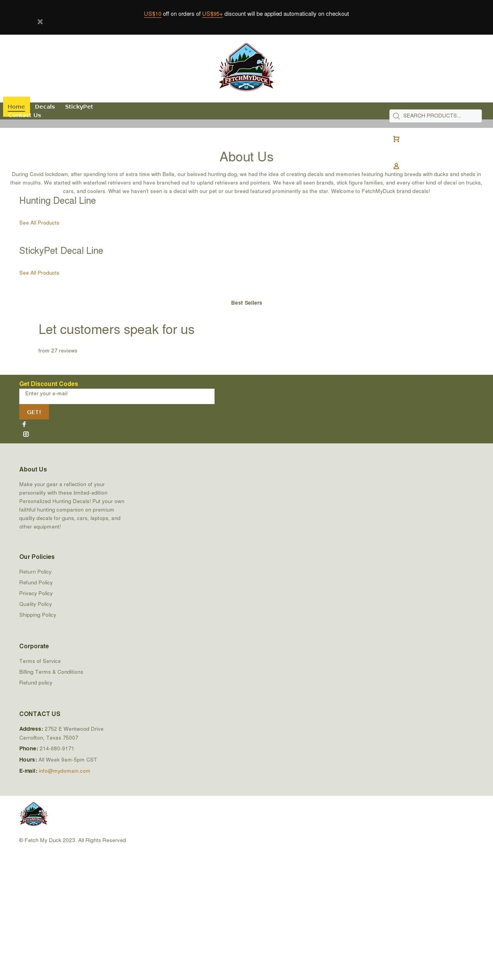 fetchmyduck.com shopify website screenshot