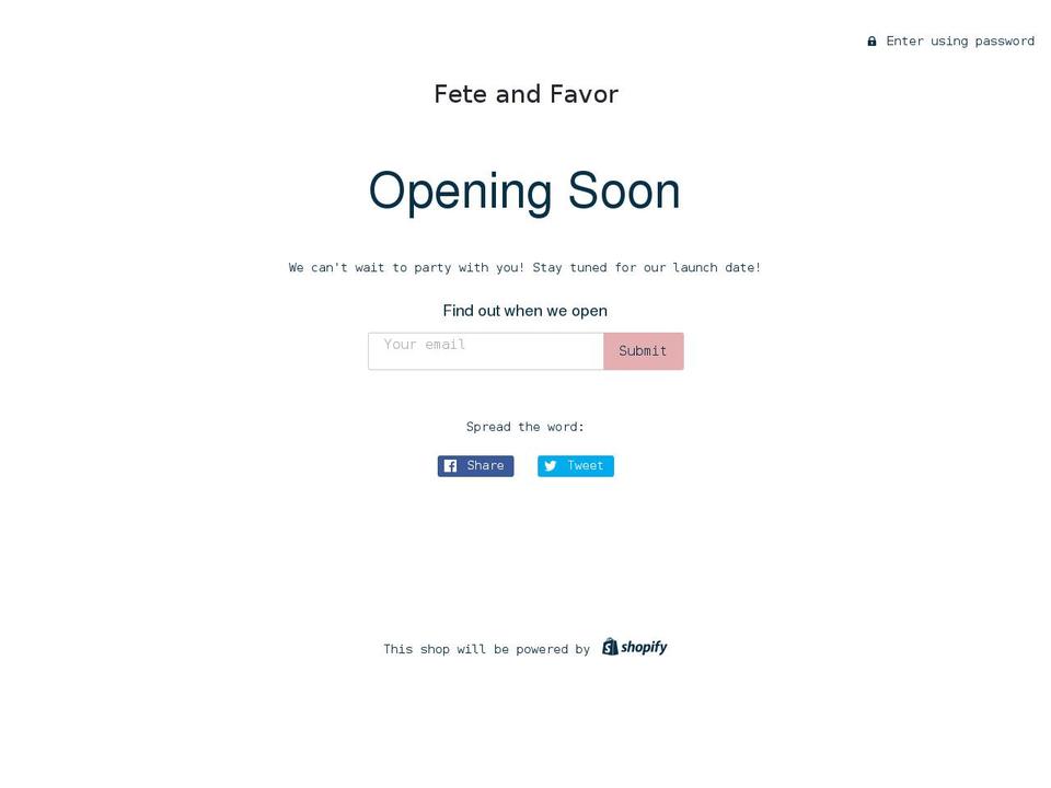 feteandfavor.com shopify website screenshot