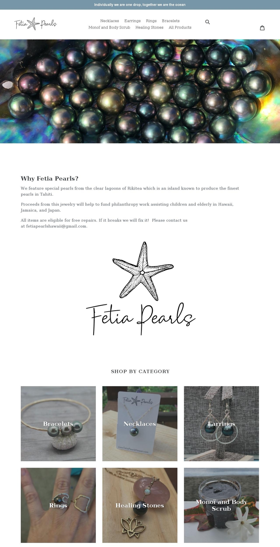 fetiapearlshawaii.com shopify website screenshot