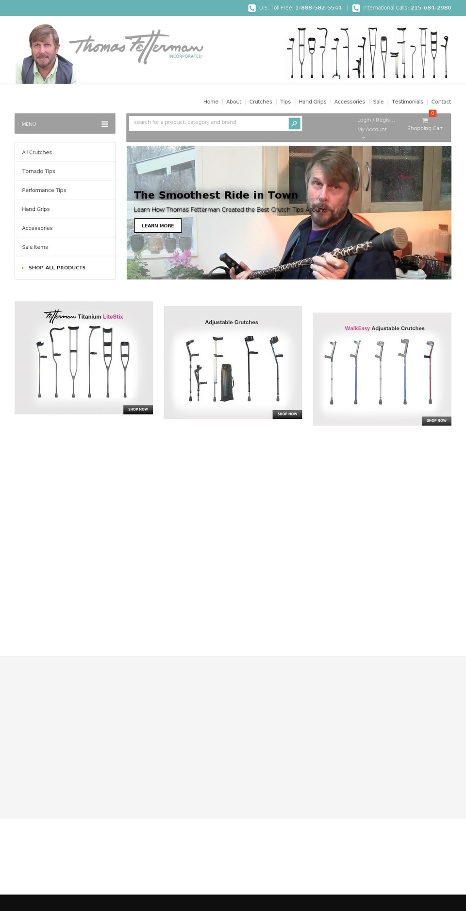 empire Shopify theme site example fetterman-crutches.com