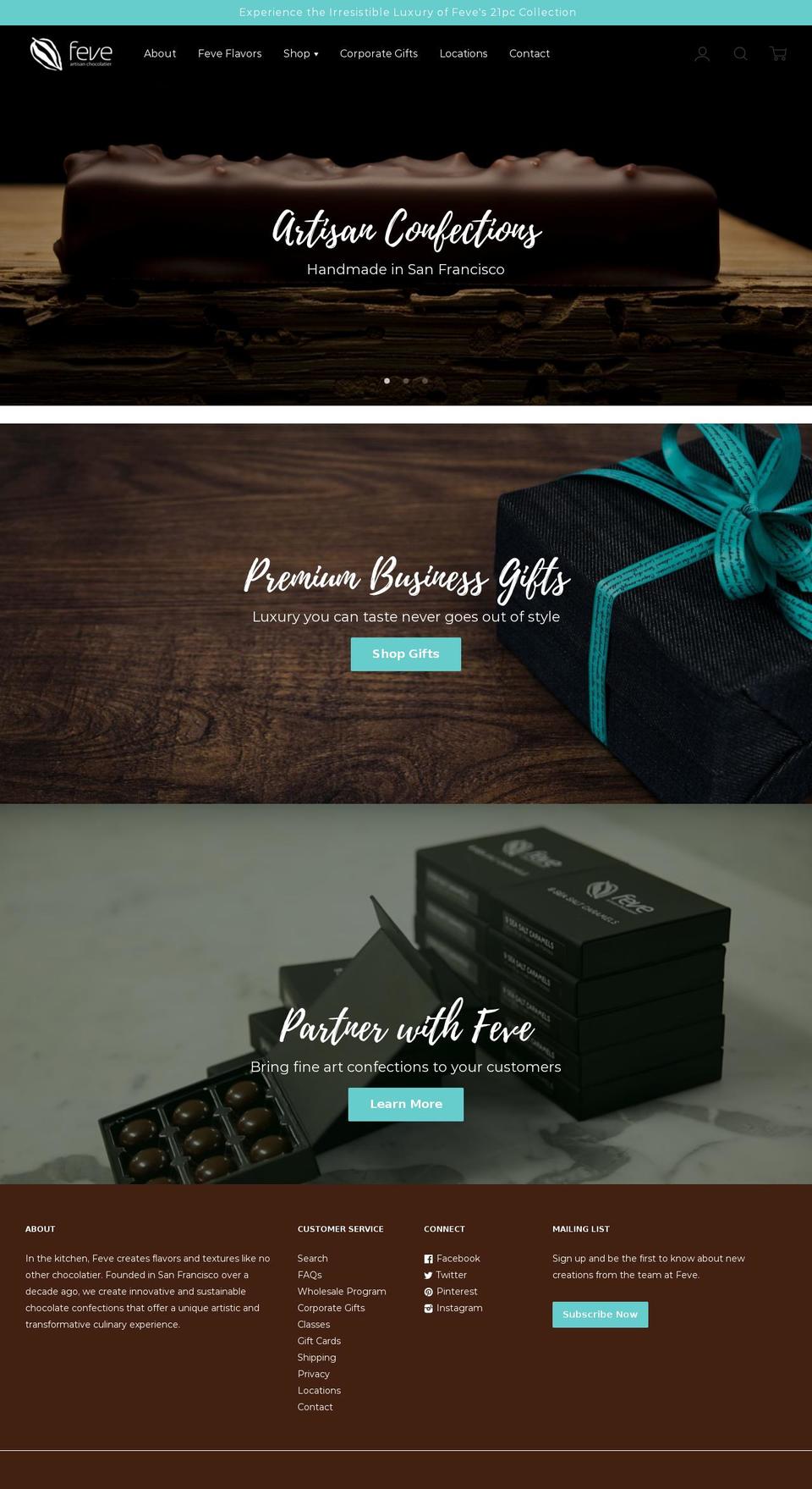 fevechocolates.com — Shopify storefront screenshot