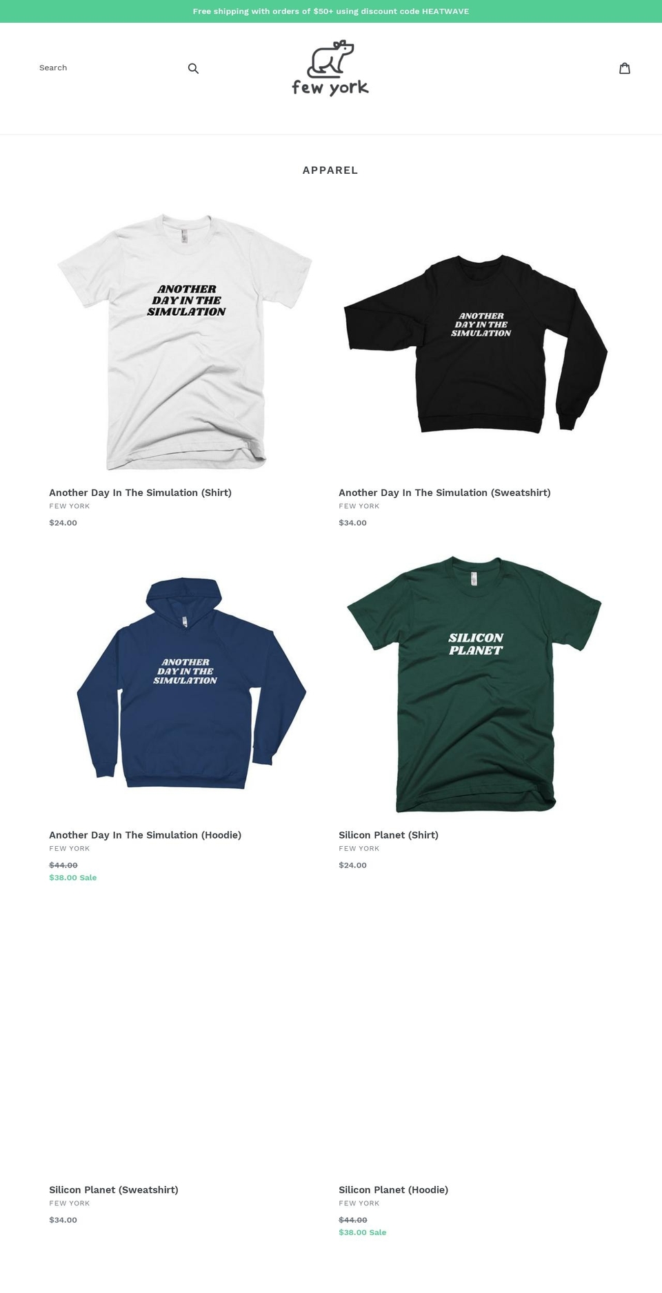 fewyork.com — Shopify storefront screenshot