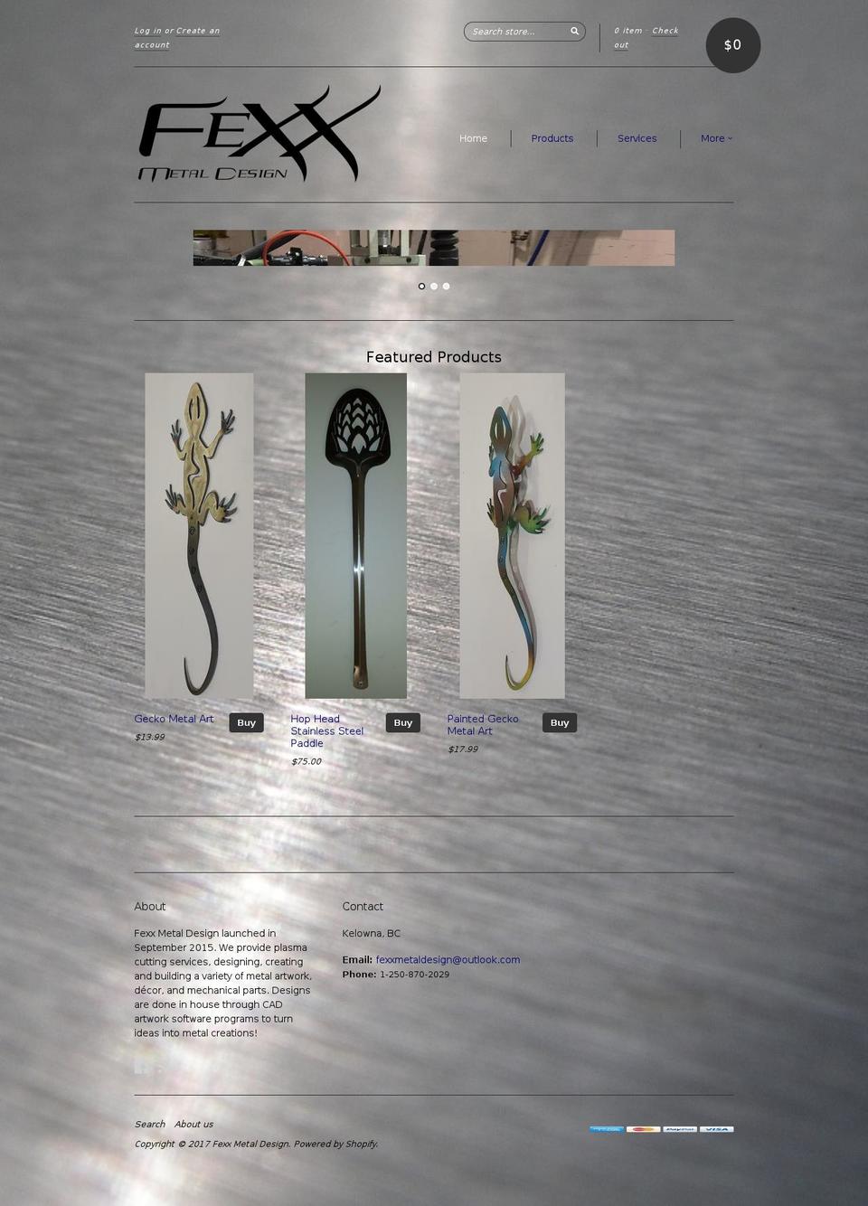 fexxmetaldesign.com shopify website screenshot