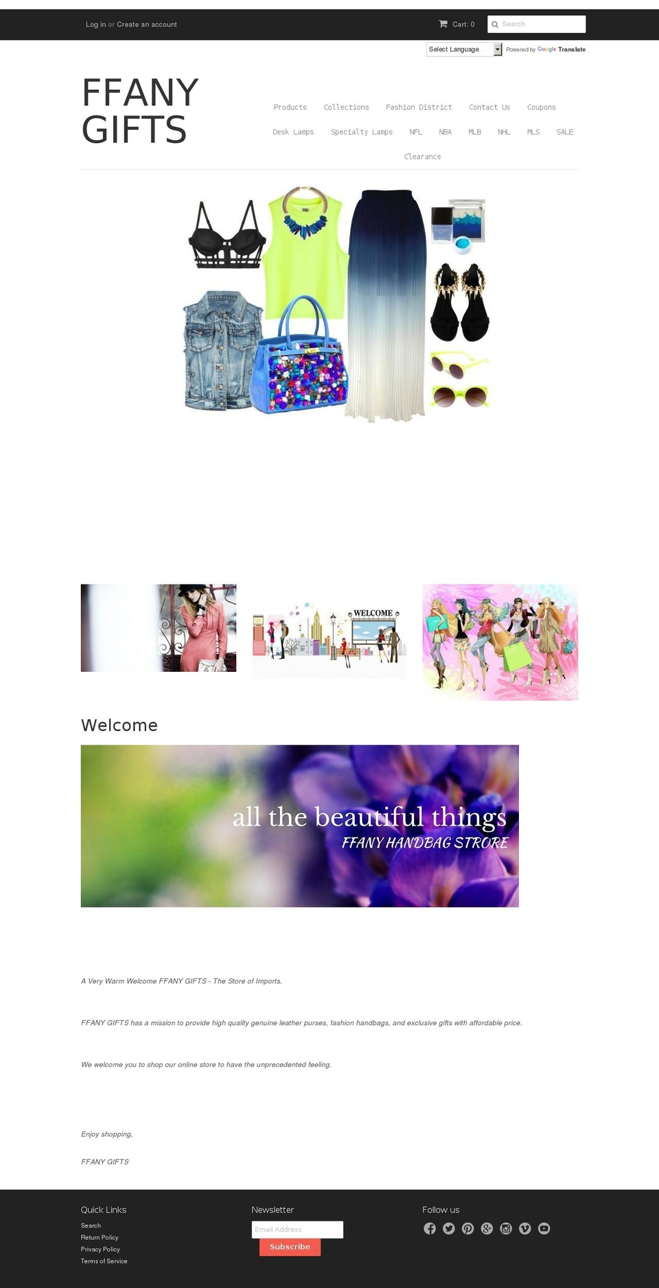 ffanyhandbags.com — Shopify storefront screenshot