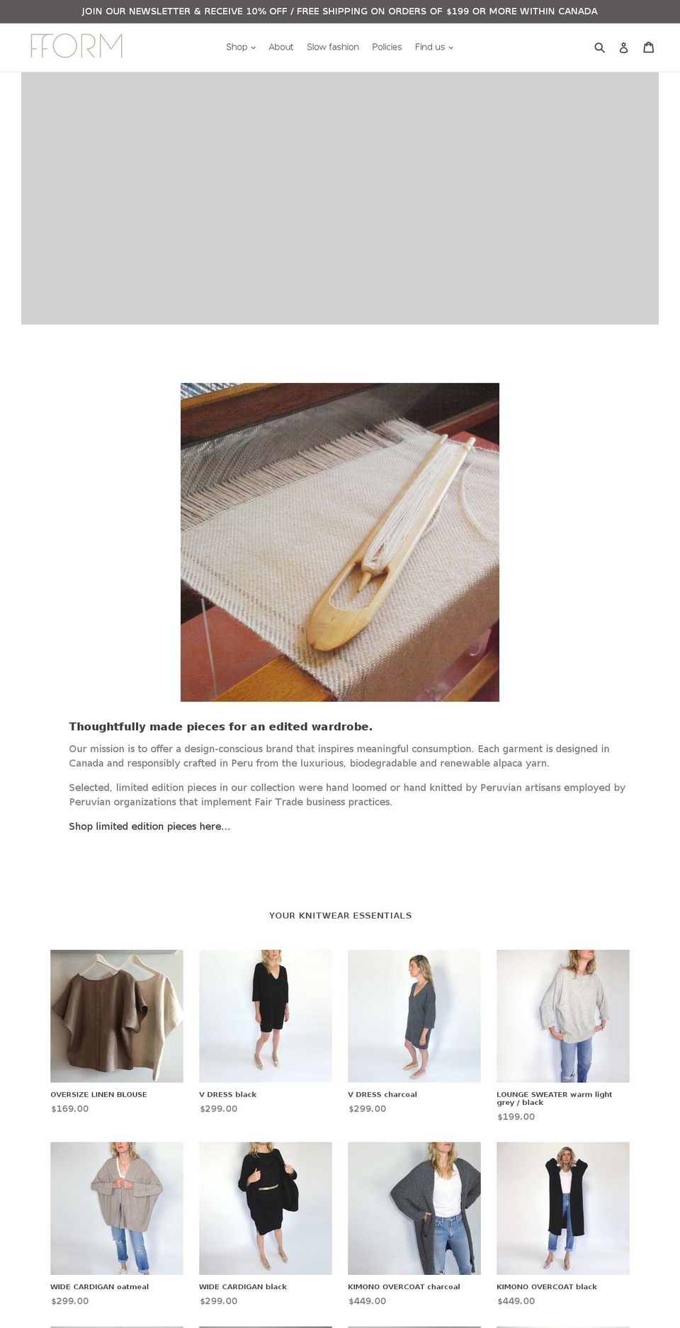 fform.ca shopify website screenshot