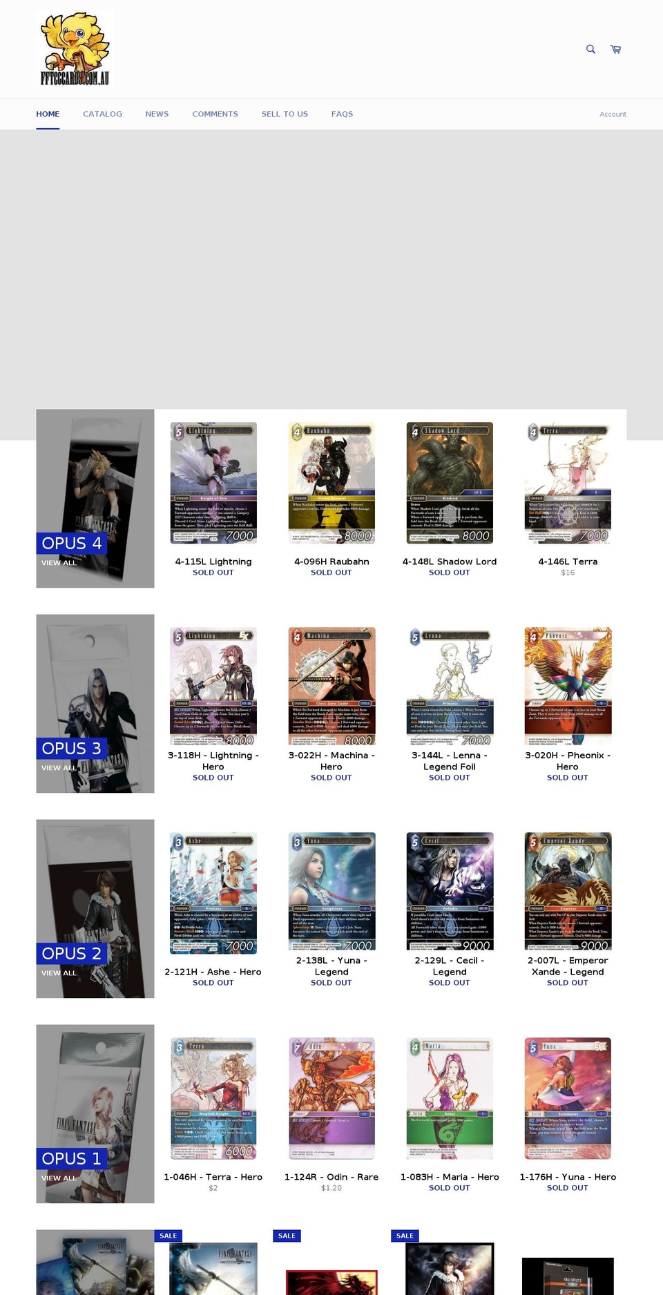 fftcgcards.com.au shopify website screenshot