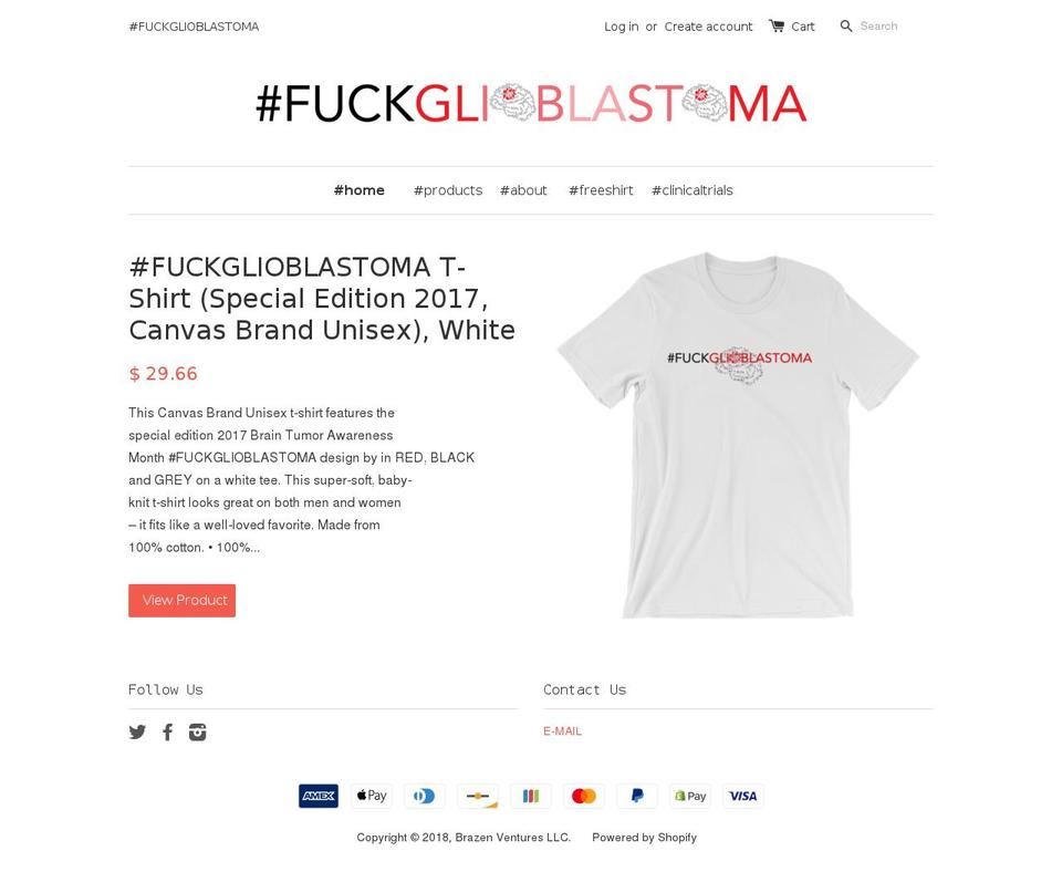 fglioblastoma.com — Shopify storefront screenshot