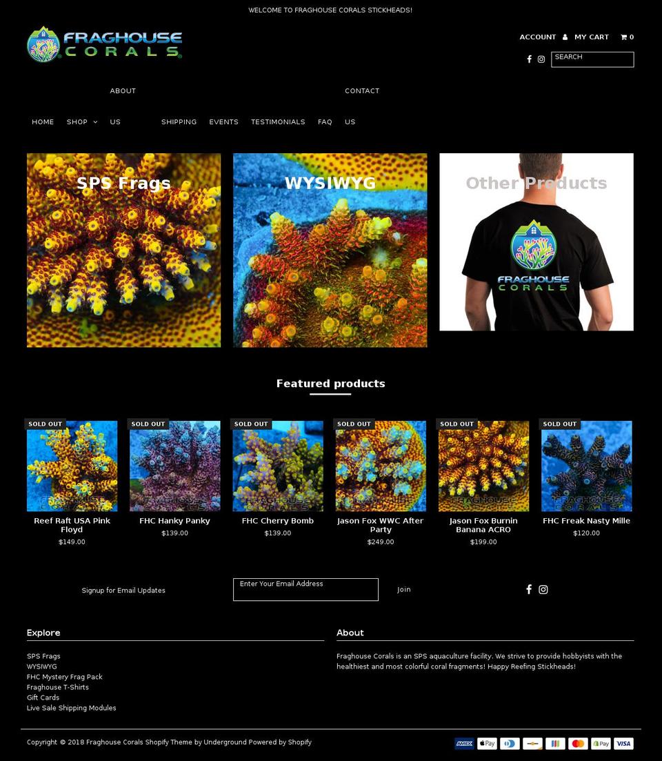 fhcorals.com — Shopify storefront screenshot