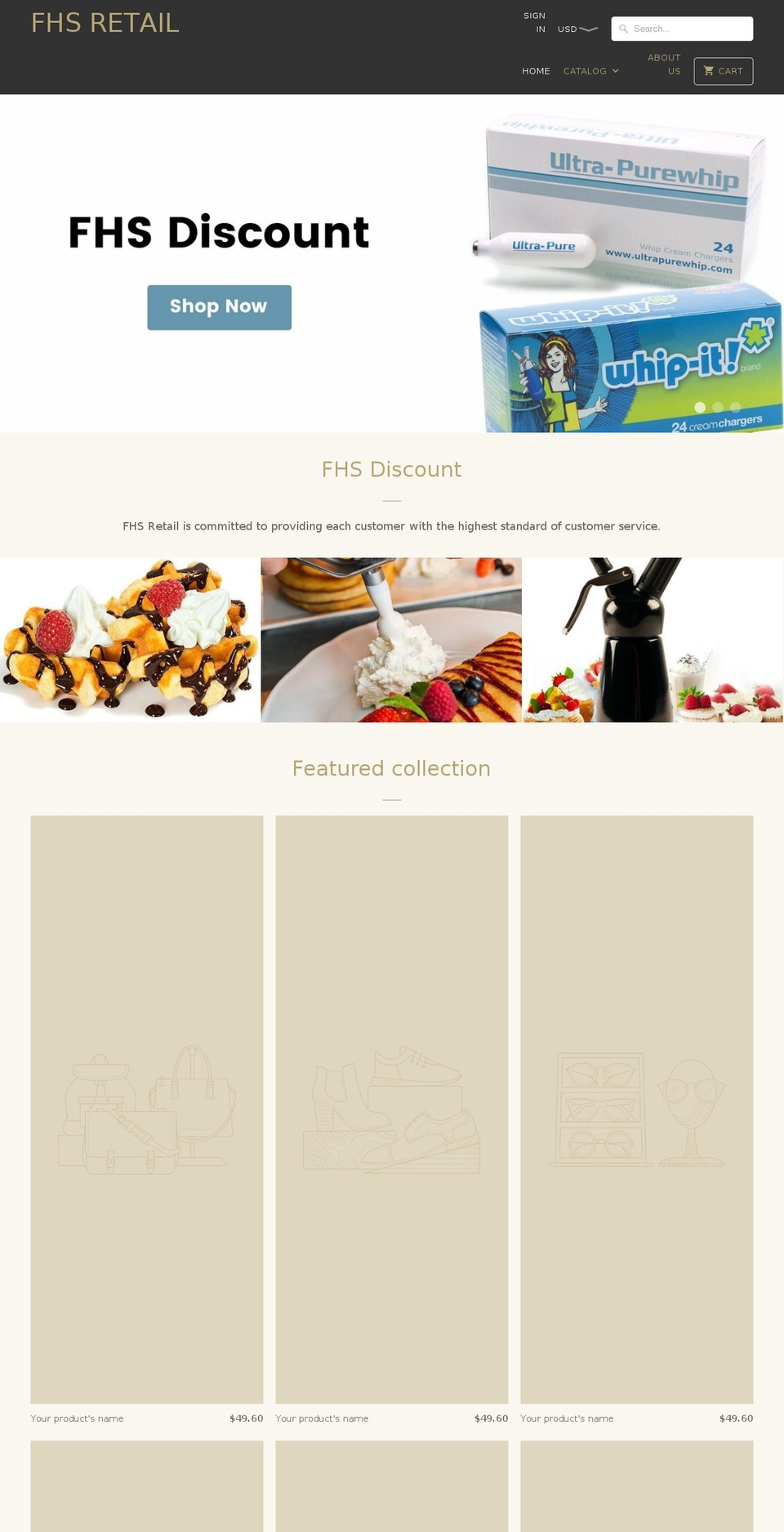 fhsdiscount.com shopify website screenshot
