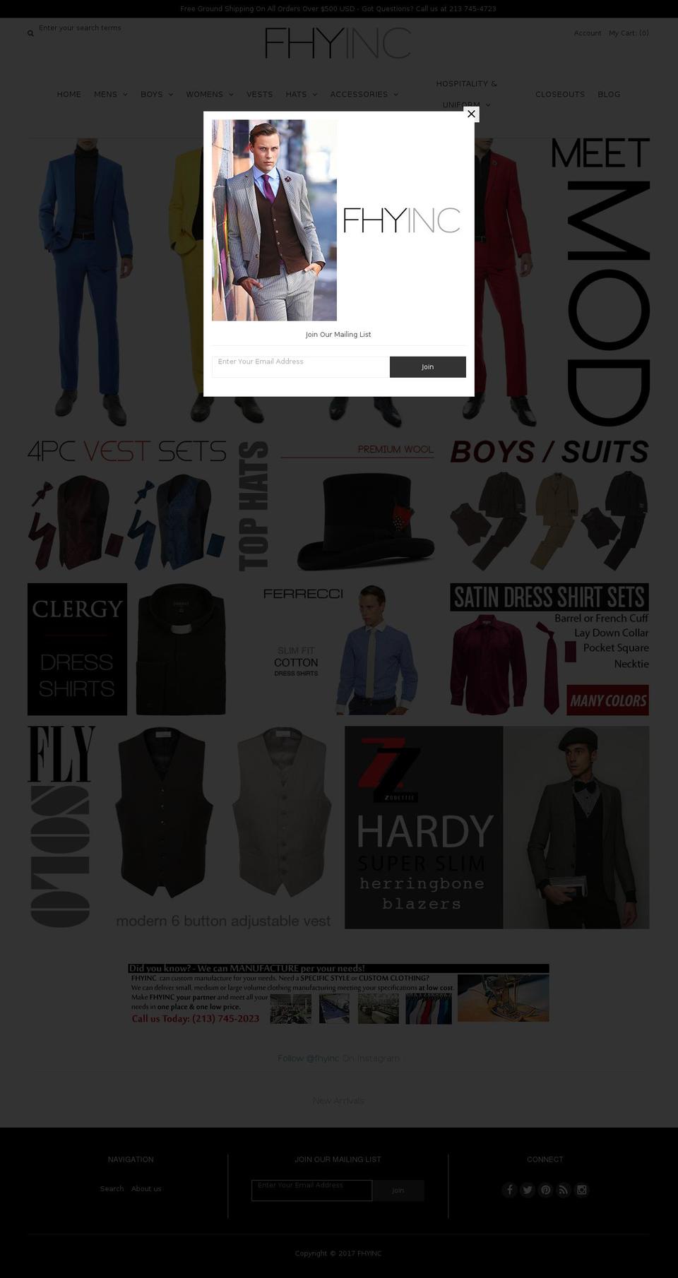 fhyinc.com shopify website screenshot