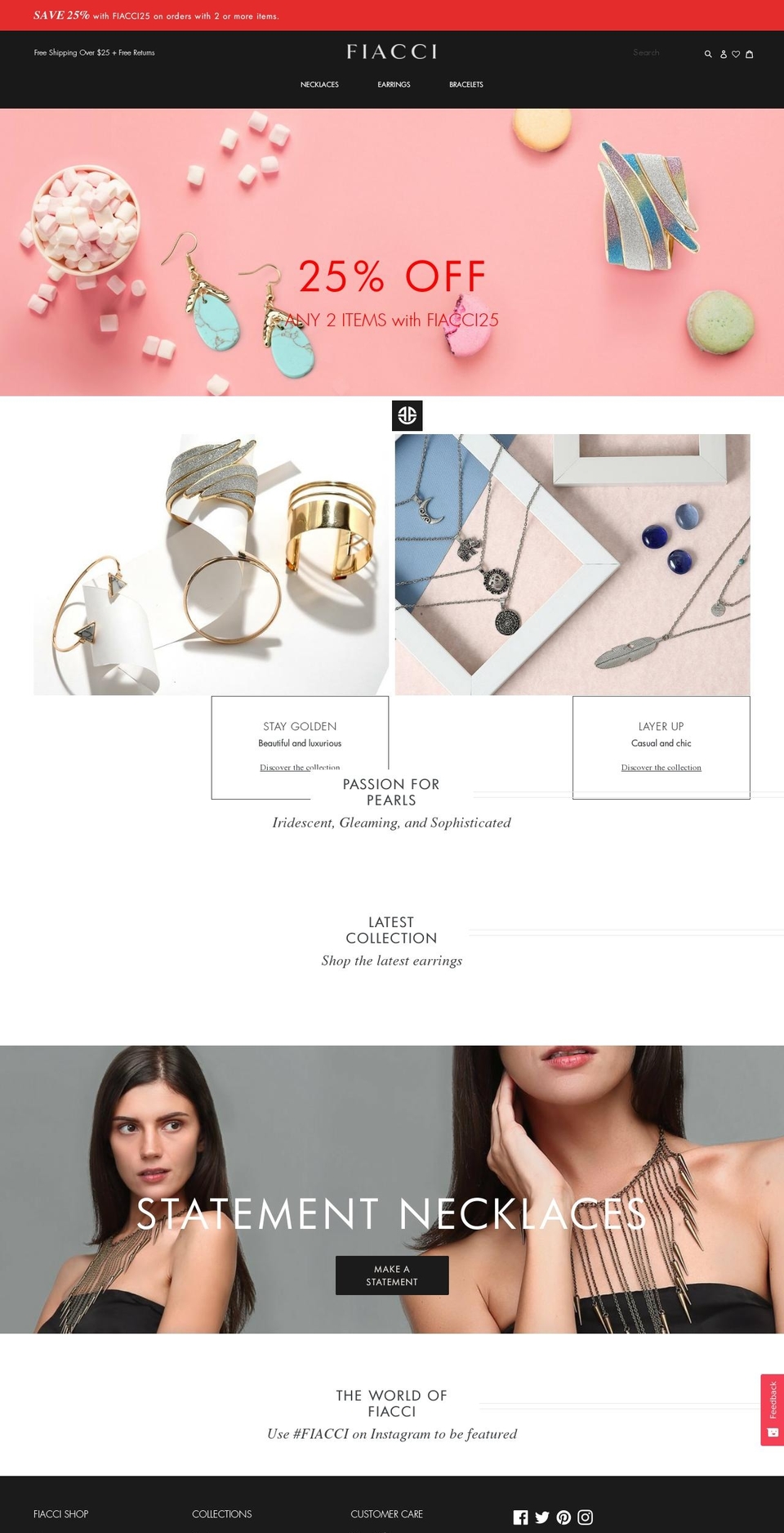 fiacci.com — Shopify storefront screenshot