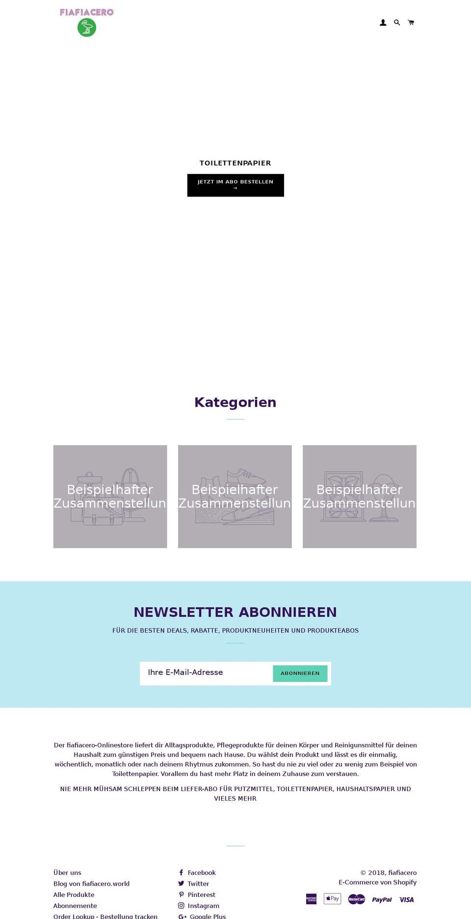 fiafiacero.com — Shopify storefront screenshot