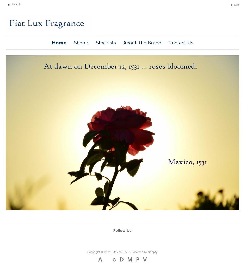 fiatluxfragrance.com shopify website screenshot