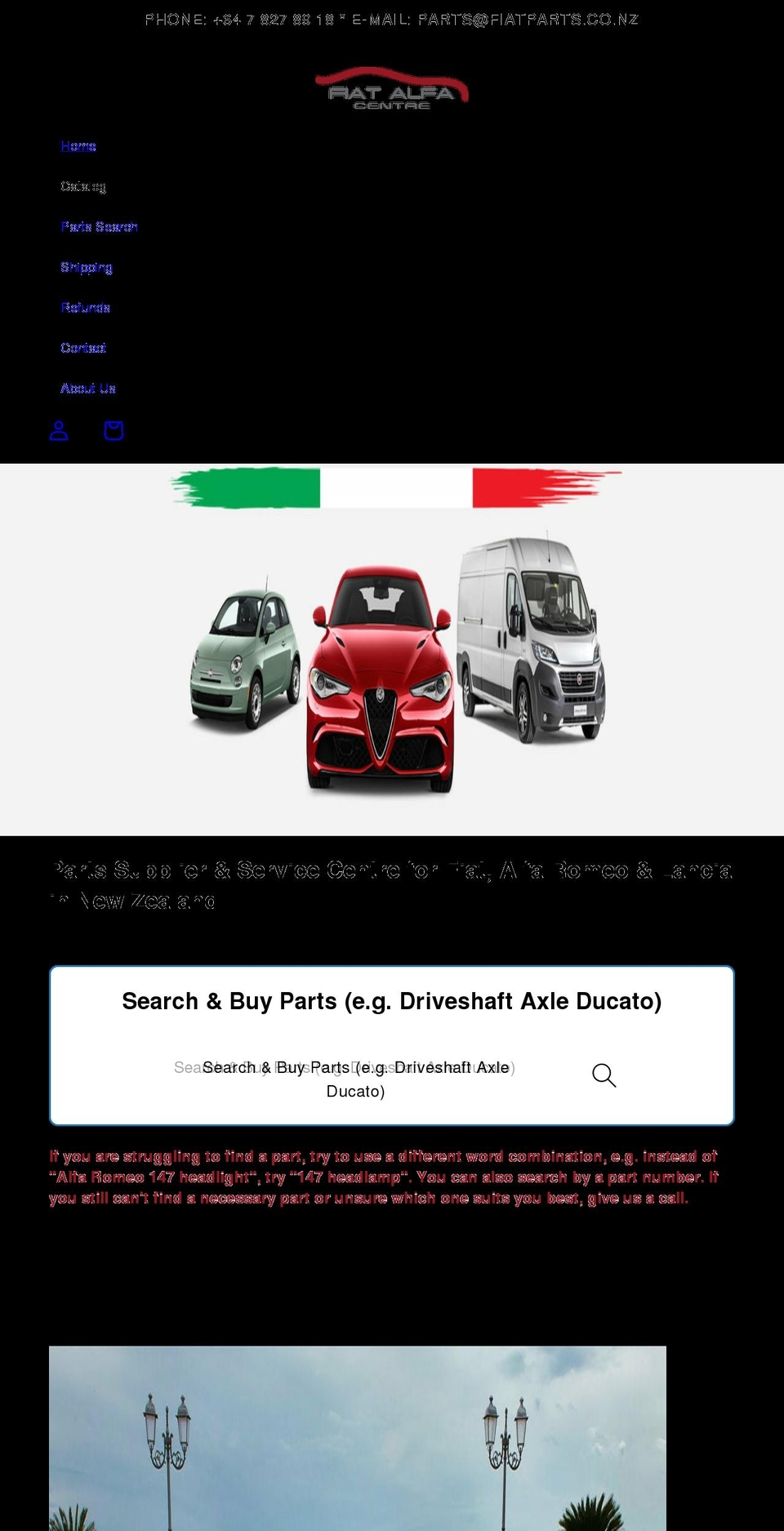 fiatparts.co.nz shopify website screenshot