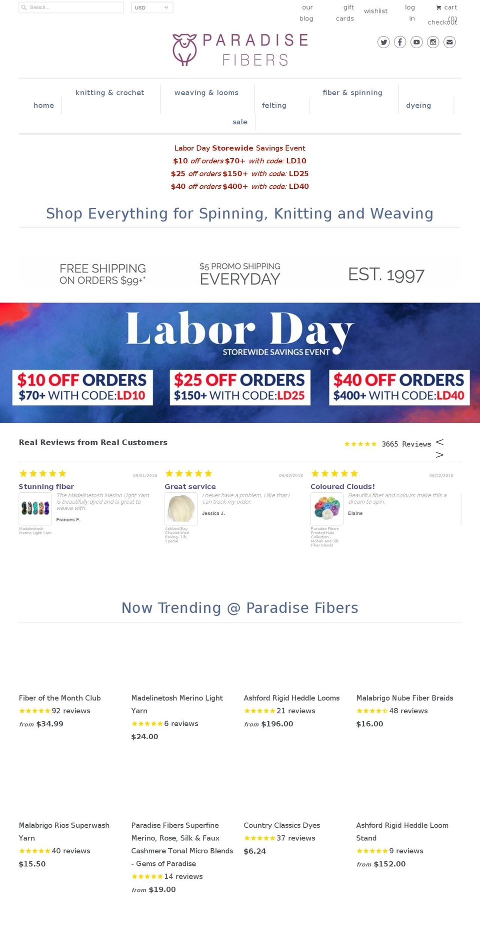 fiberartreview.com — Shopify storefront screenshot