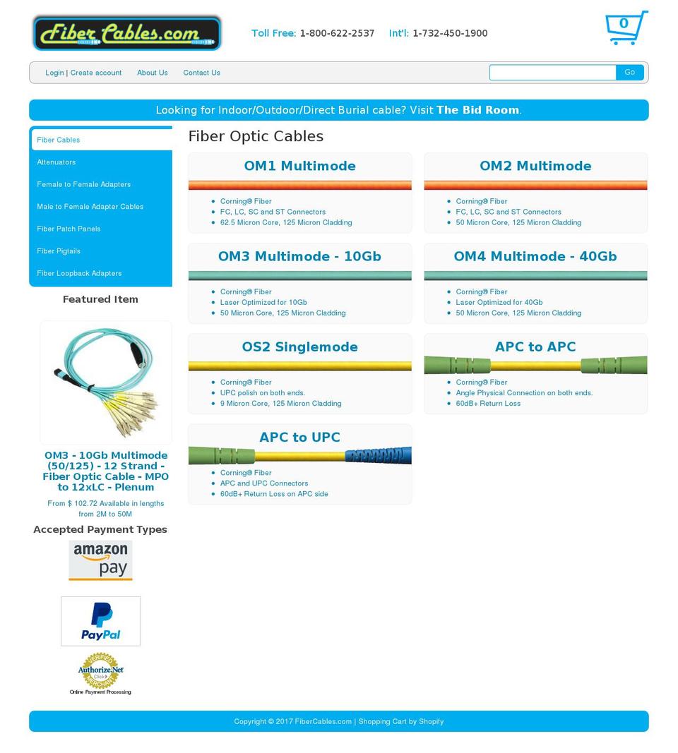 fibercables.mobi shopify website screenshot