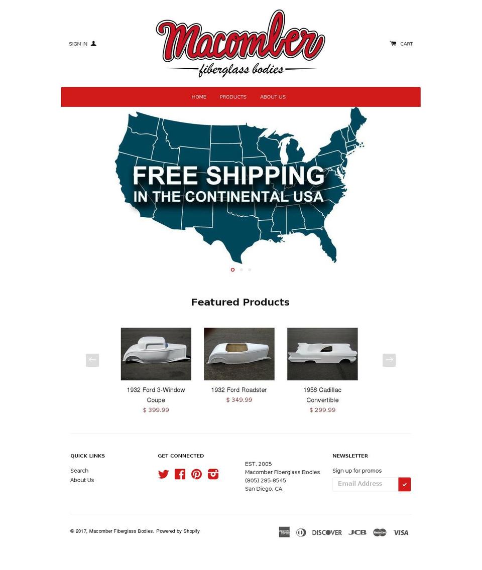 fiberglasspedalcarbodies.com shopify website screenshot