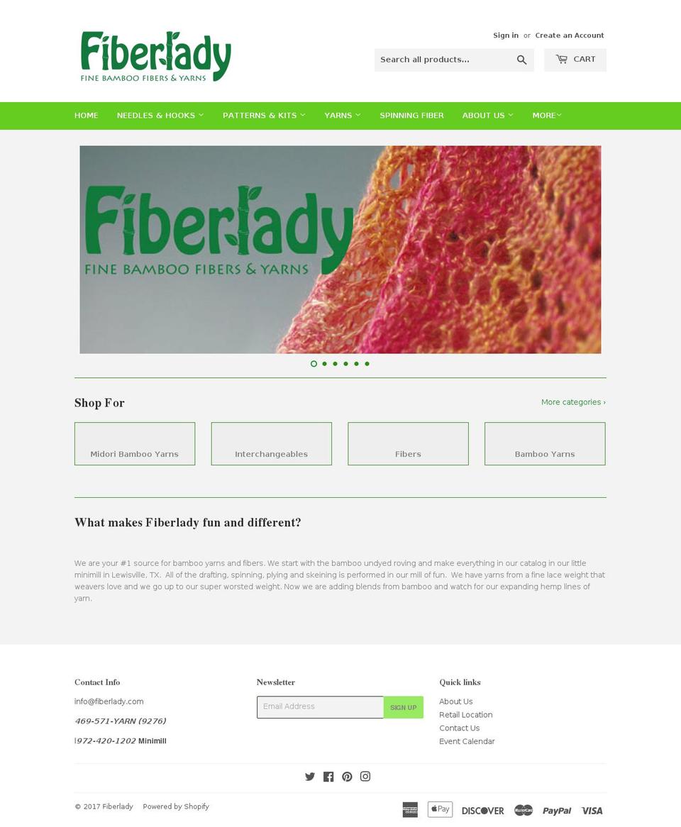 fiberlady.com shopify website screenshot