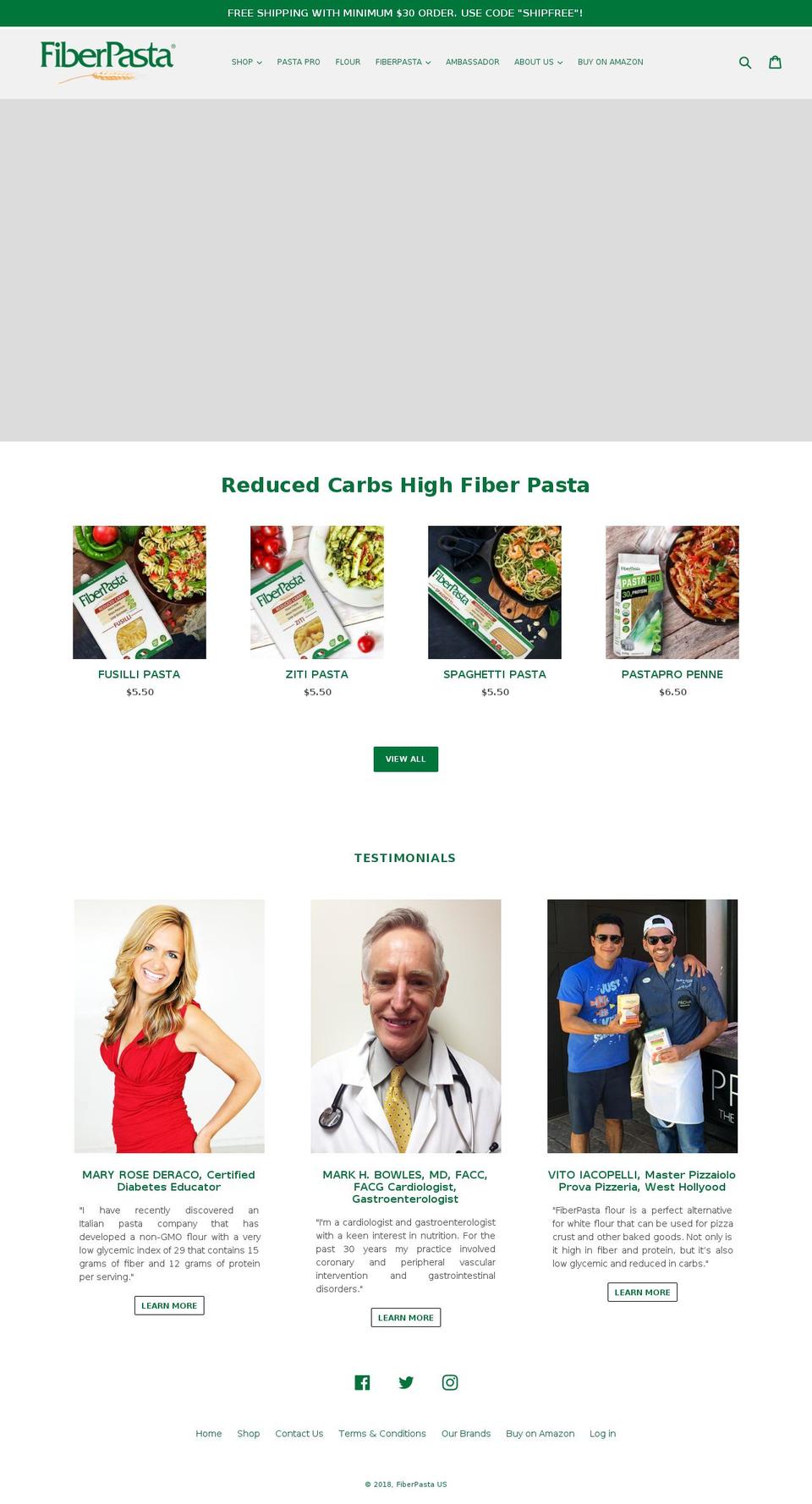 fiberpastaus.com shopify website screenshot