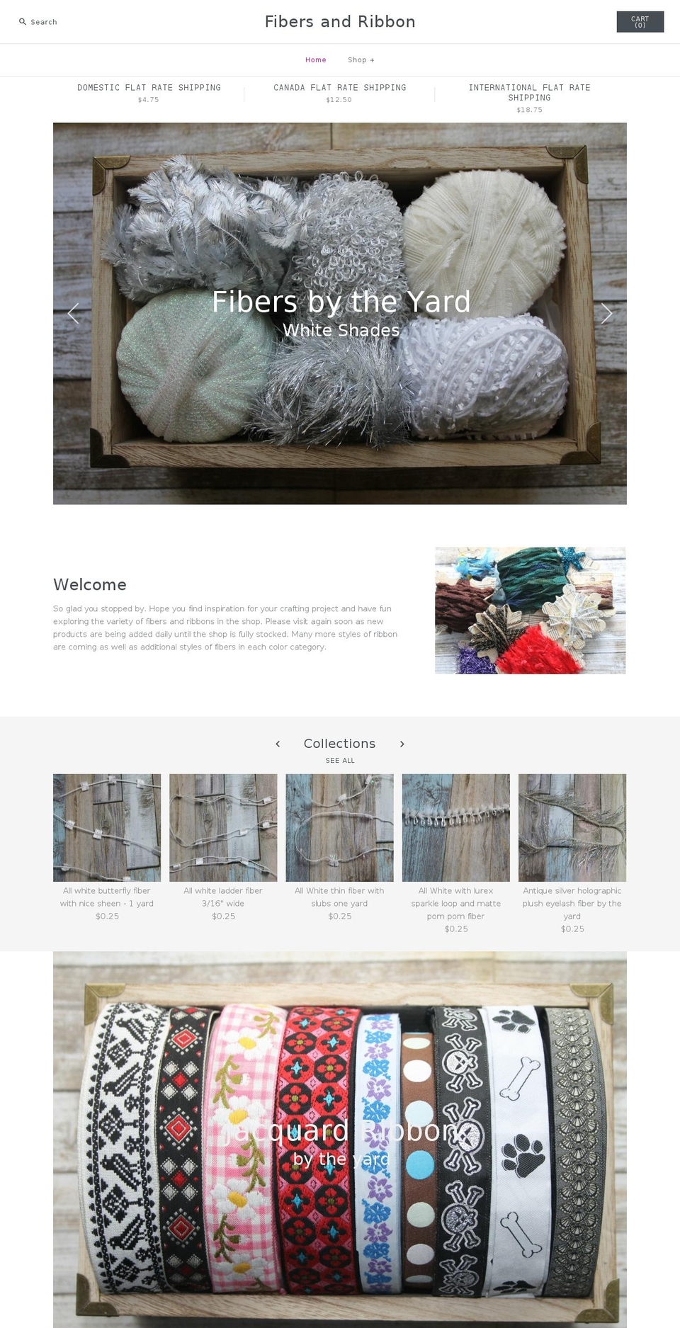 fibersandribbon.com shopify website screenshot