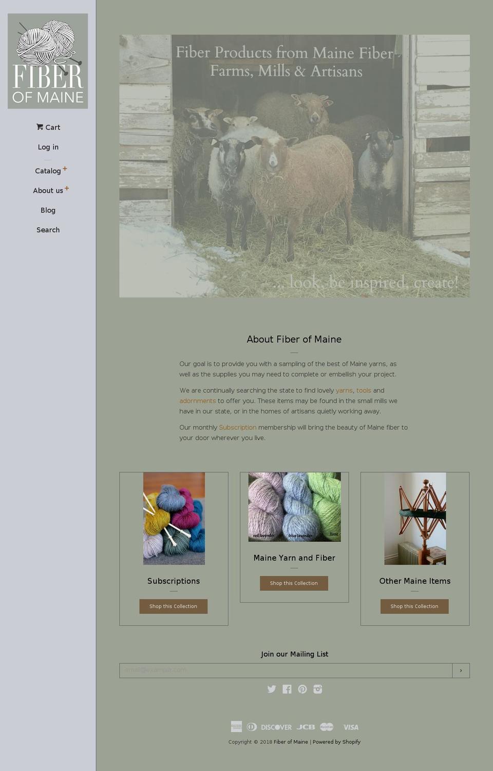 fibersofmaine.com — Shopify storefront screenshot