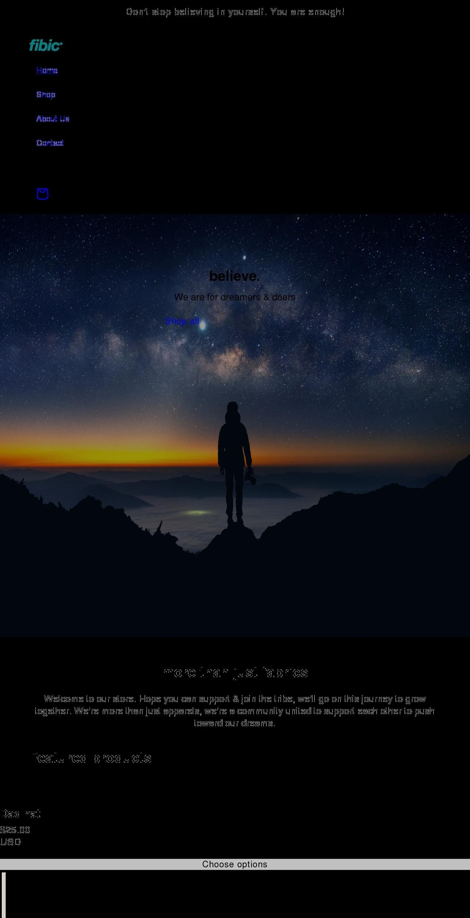 fibicapparel.com shopify website screenshot