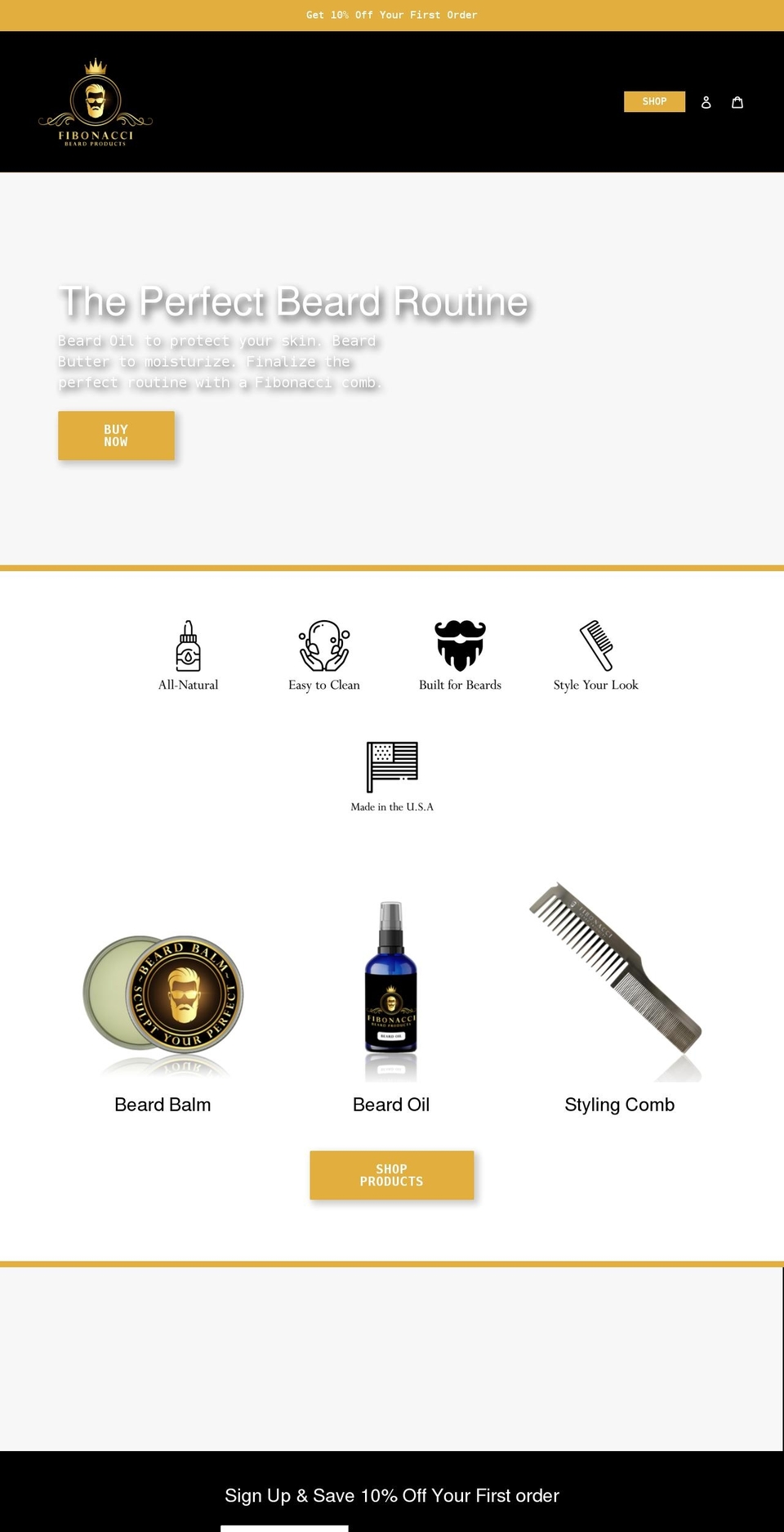 fibonaccibeard.com shopify website screenshot