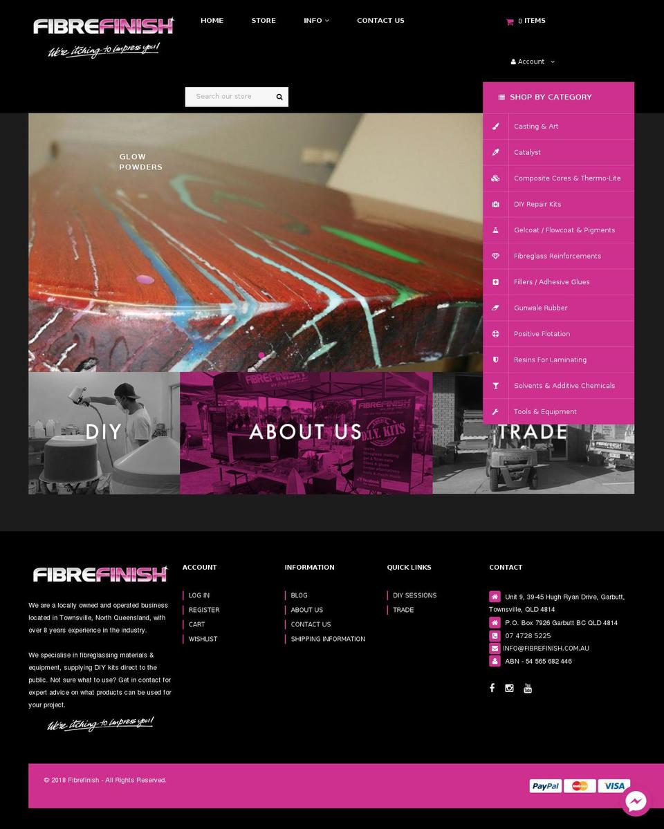 fibrefinish.com.au shopify website screenshot