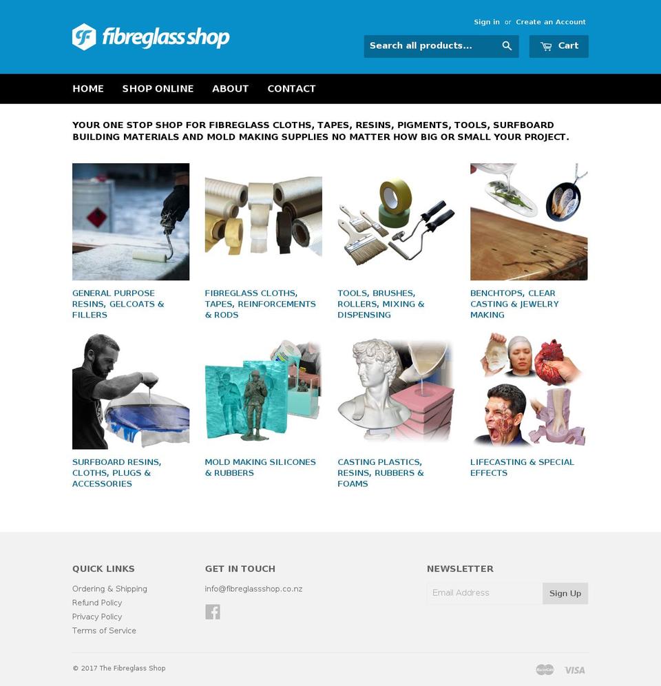 fibreglassshop.co.nz shopify website screenshot