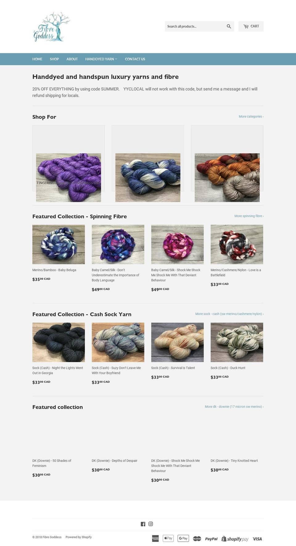 fibregoddess.ca shopify website screenshot
