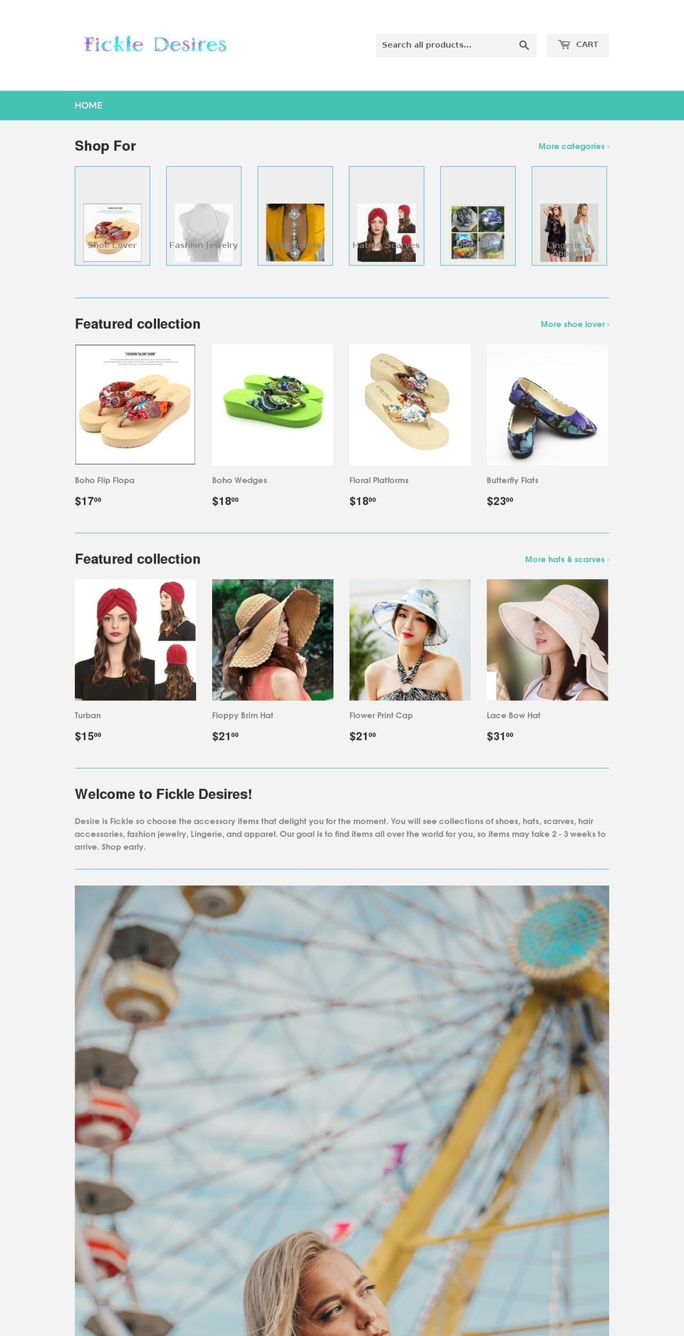 fickledesires.com — Shopify storefront screenshot