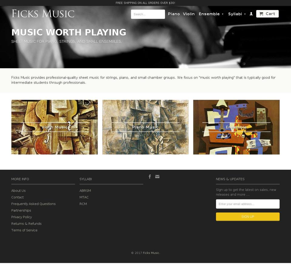 ficksmusic.com shopify website screenshot