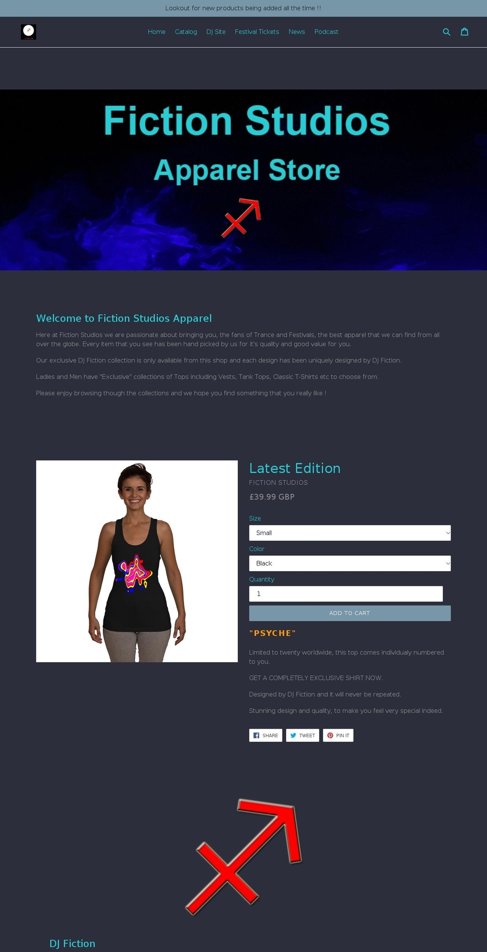 fiction-studios.com shopify website screenshot