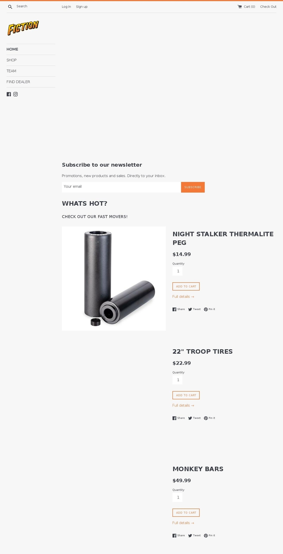 fictionbmx.com — Shopify storefront screenshot