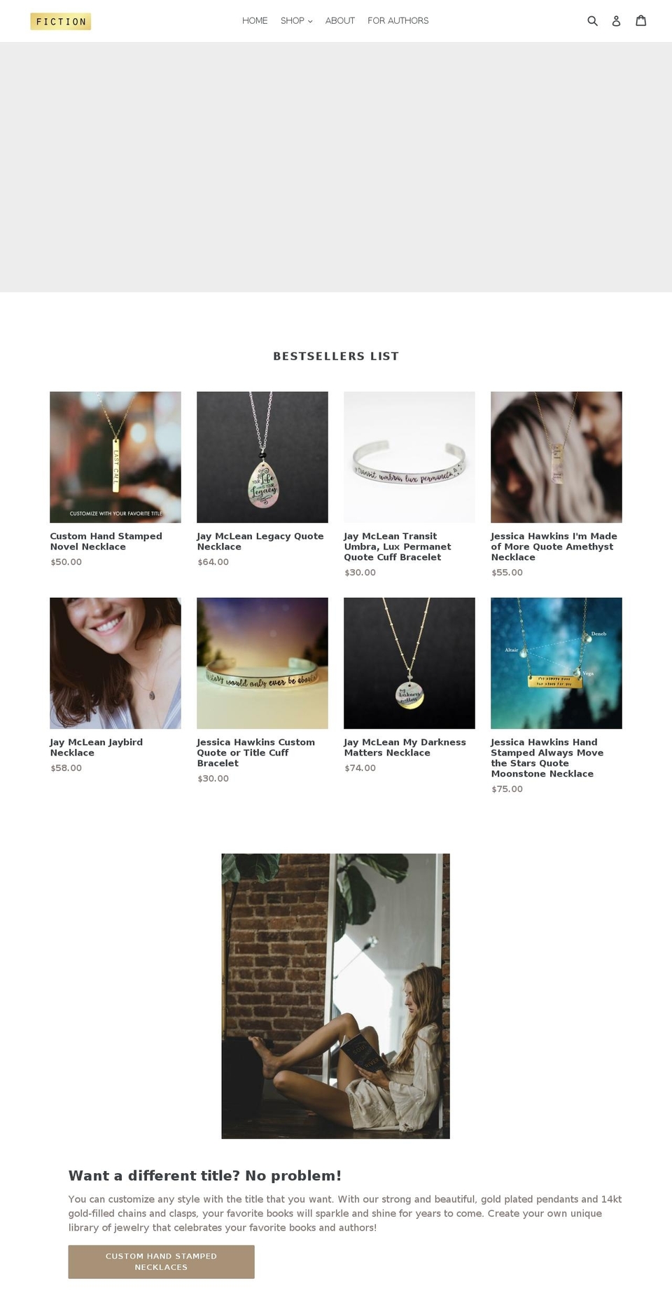 fictionjewelry.com — Shopify storefront screenshot
