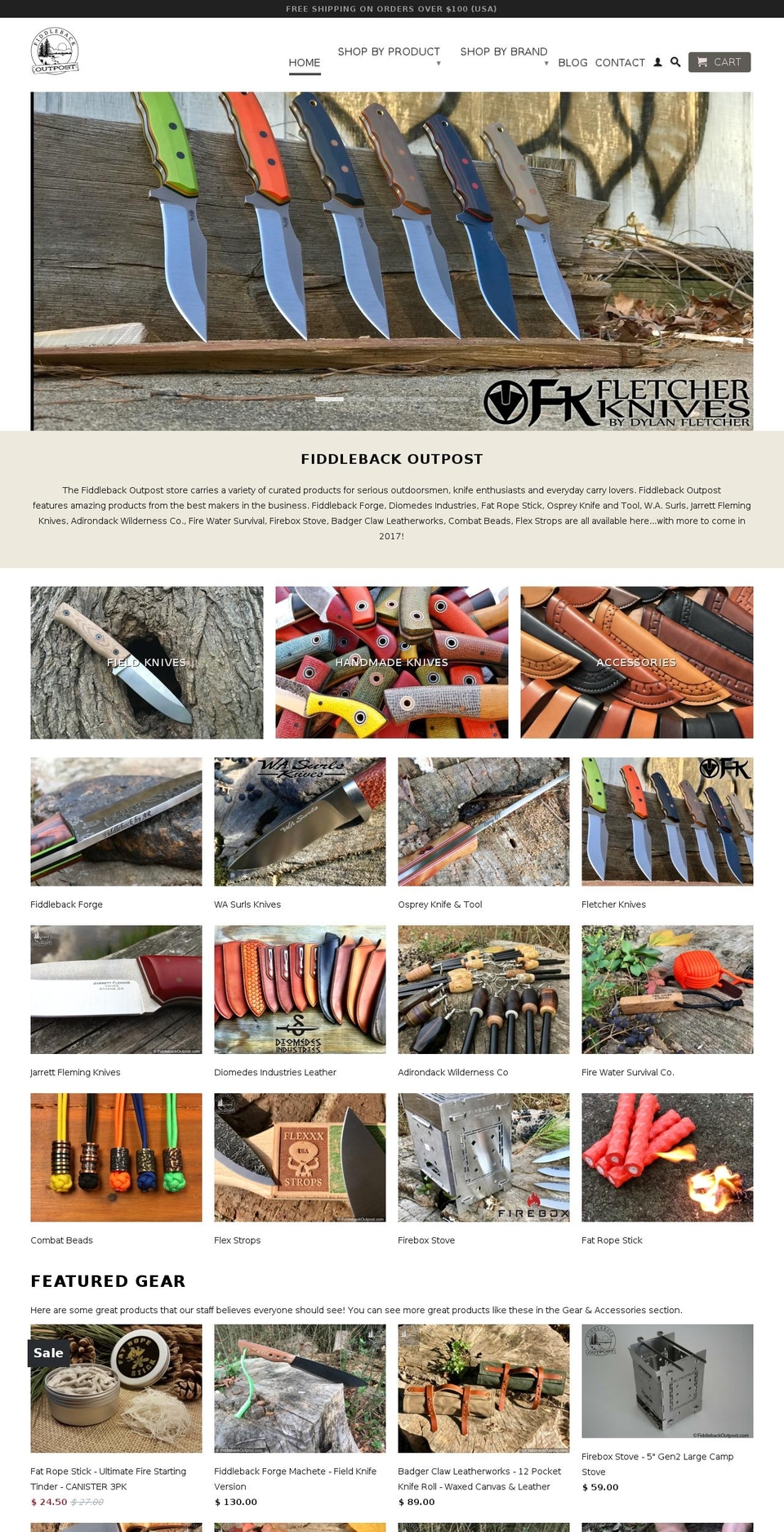 fiddlebackoutpost.com shopify website screenshot