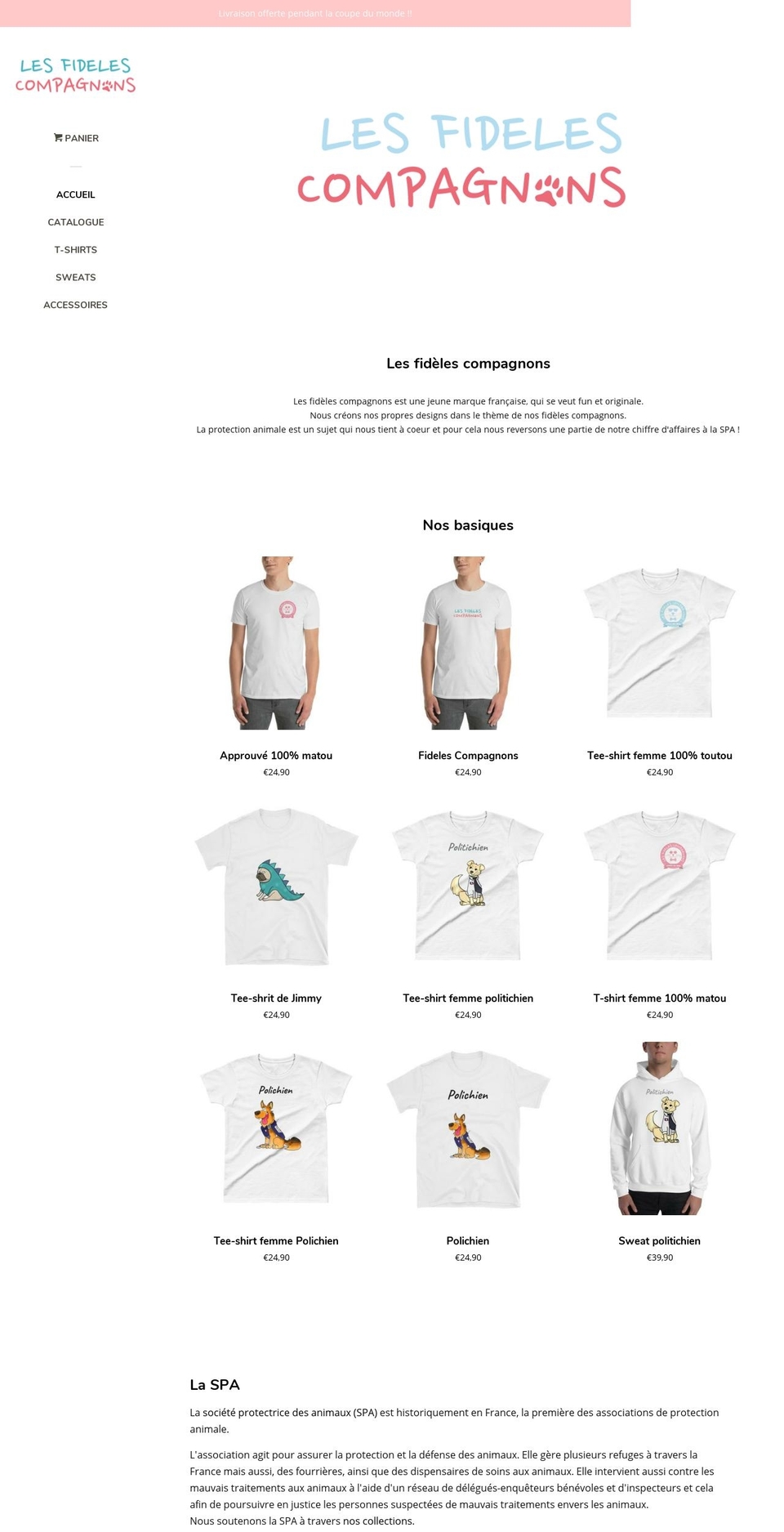 fidelescompagnons.com — Shopify storefront screenshot