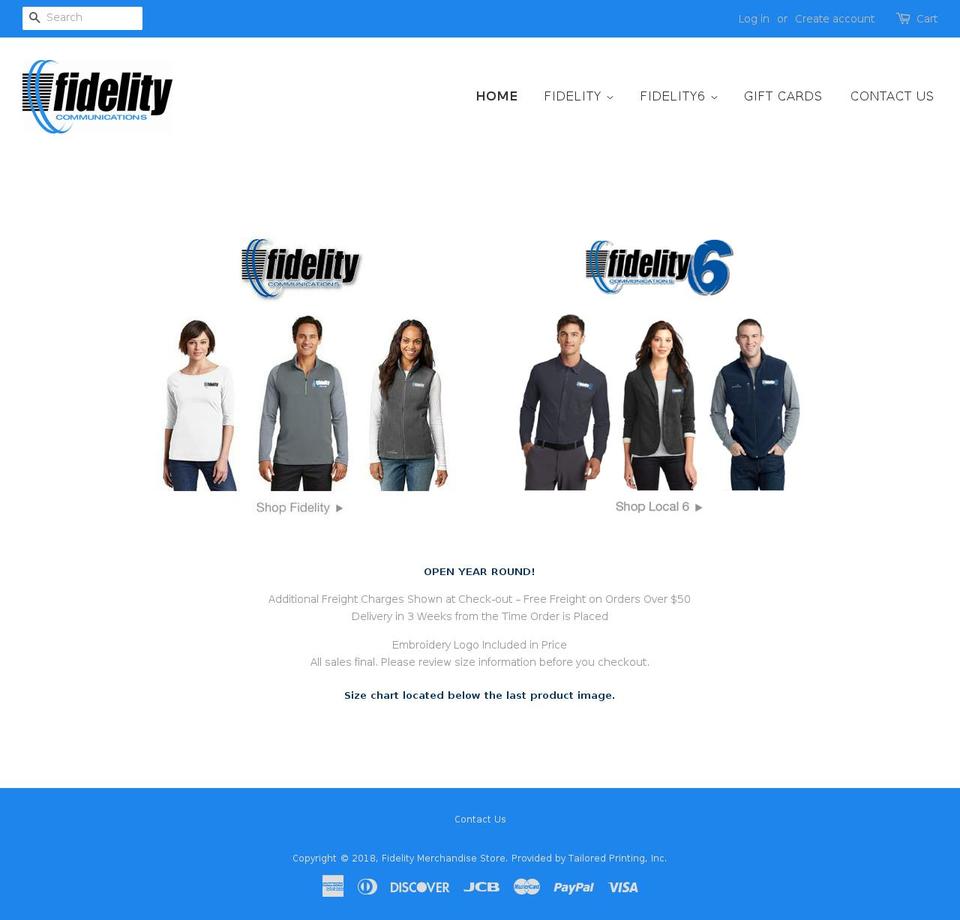 fidelity-merchandise.com shopify website screenshot