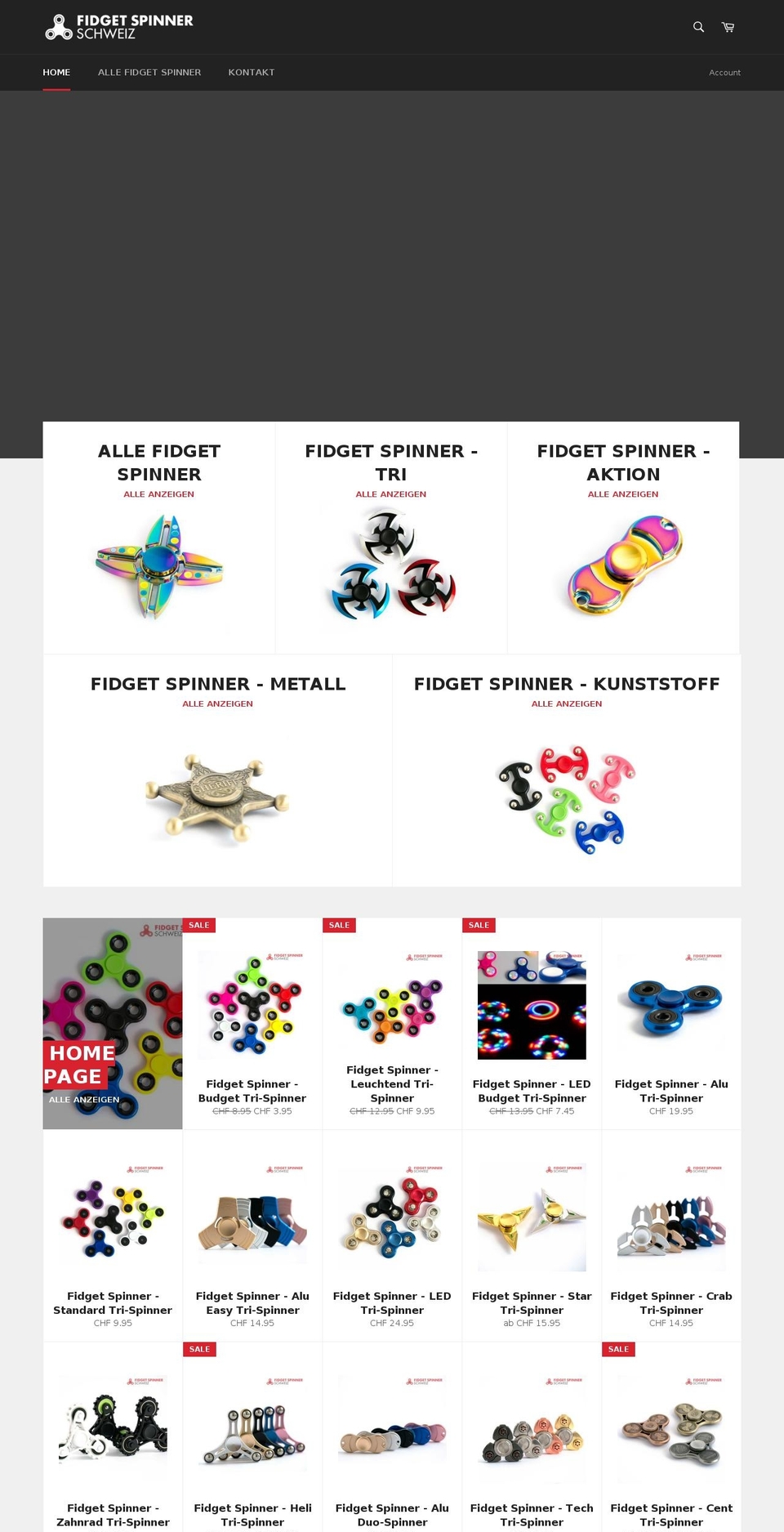 fidget-spinner-schweiz.ch shopify website screenshot