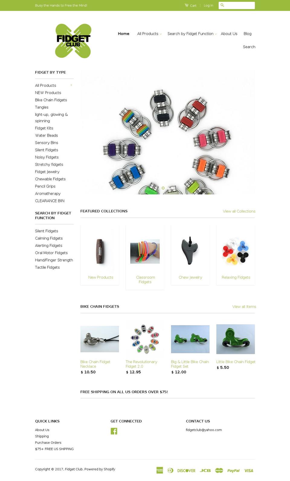 fidgetclub.com shopify website screenshot
