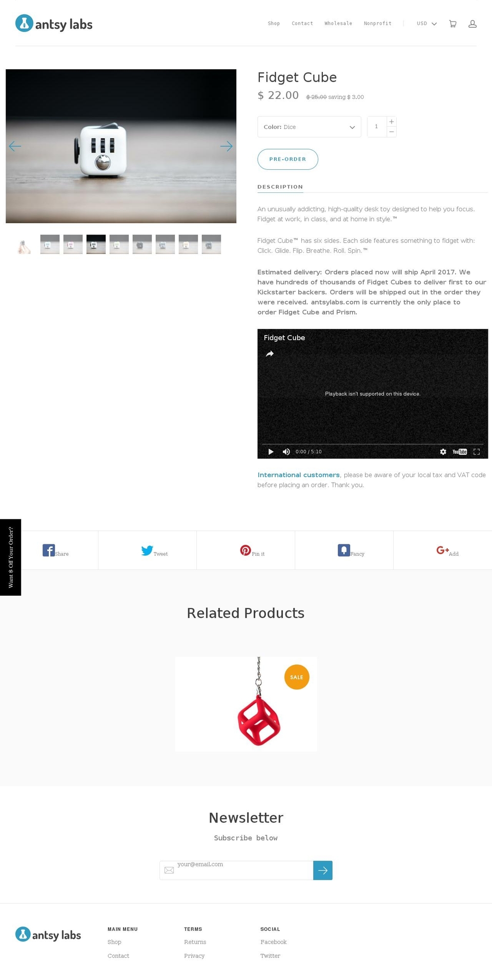 fidgetcube.com shopify website screenshot
