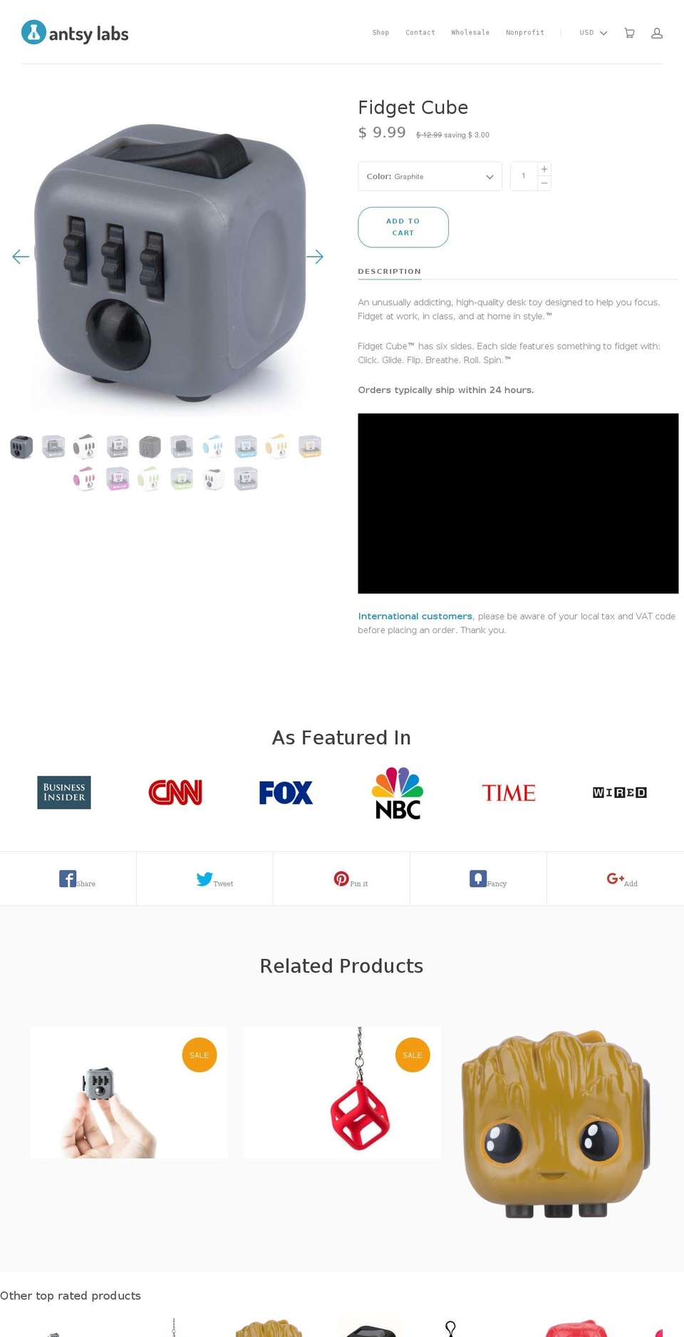 Copy Launch - Latest Ver (Google Integ, Shop, CHEC Shopify theme site example fidgetcubes.com