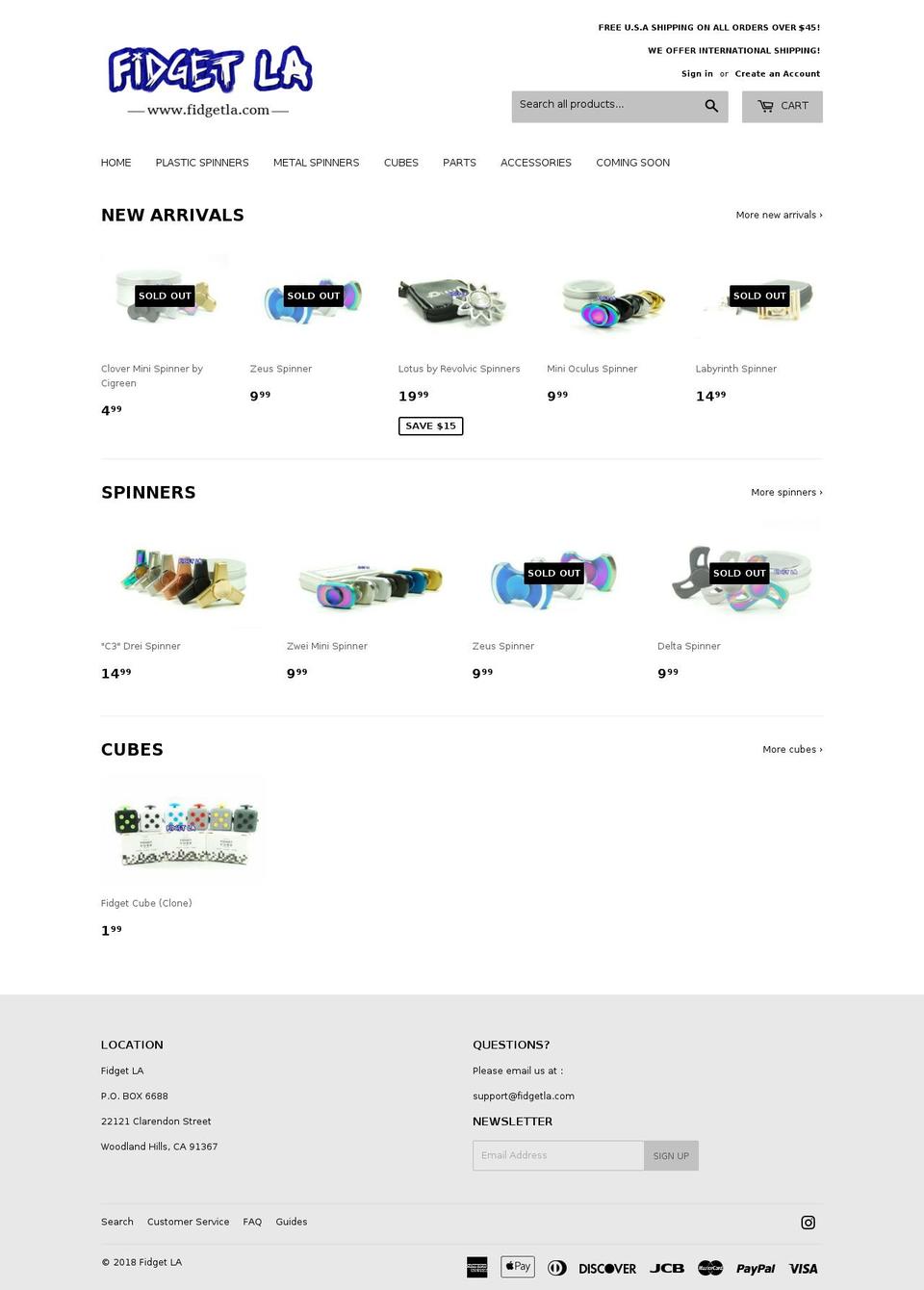 fidgetla.com — Shopify storefront screenshot