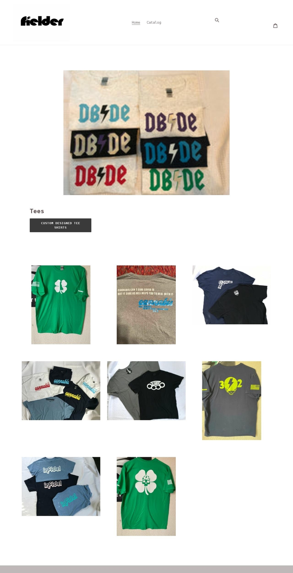 fieldercustomdesigns.com shopify website screenshot